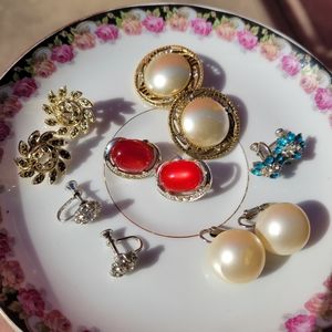 6 Pairs Vintage Clip-On Earrings ~ Lisner ~ Marvella ~ Coro (?) ~ MCM ~ Pretty!